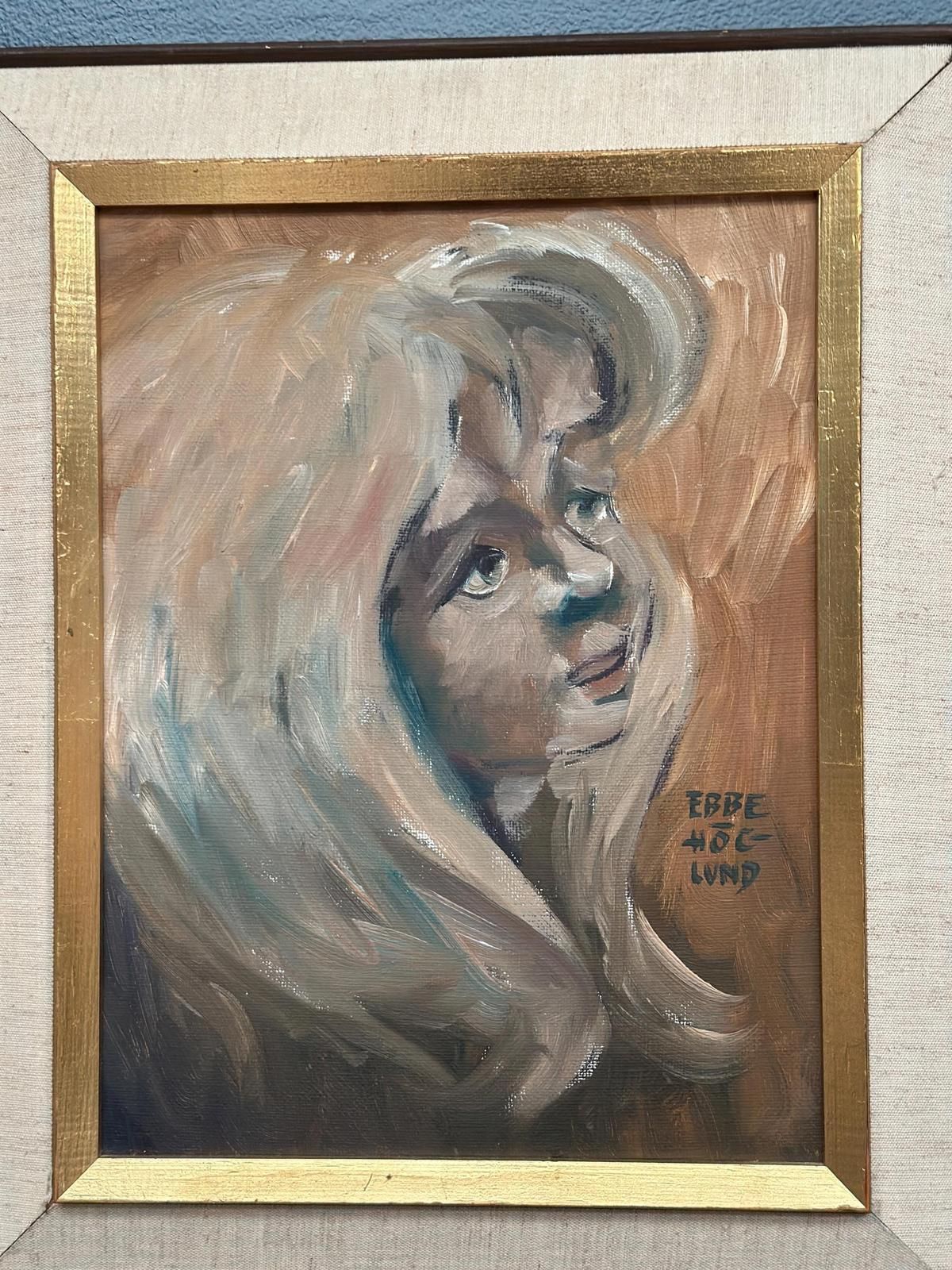 Original Swedish Oil On Canvas – “Girl” By Ebbe Höglund – Signed & Framed – 37 × 45 Cm (14.6" × 17.7") photo vintage