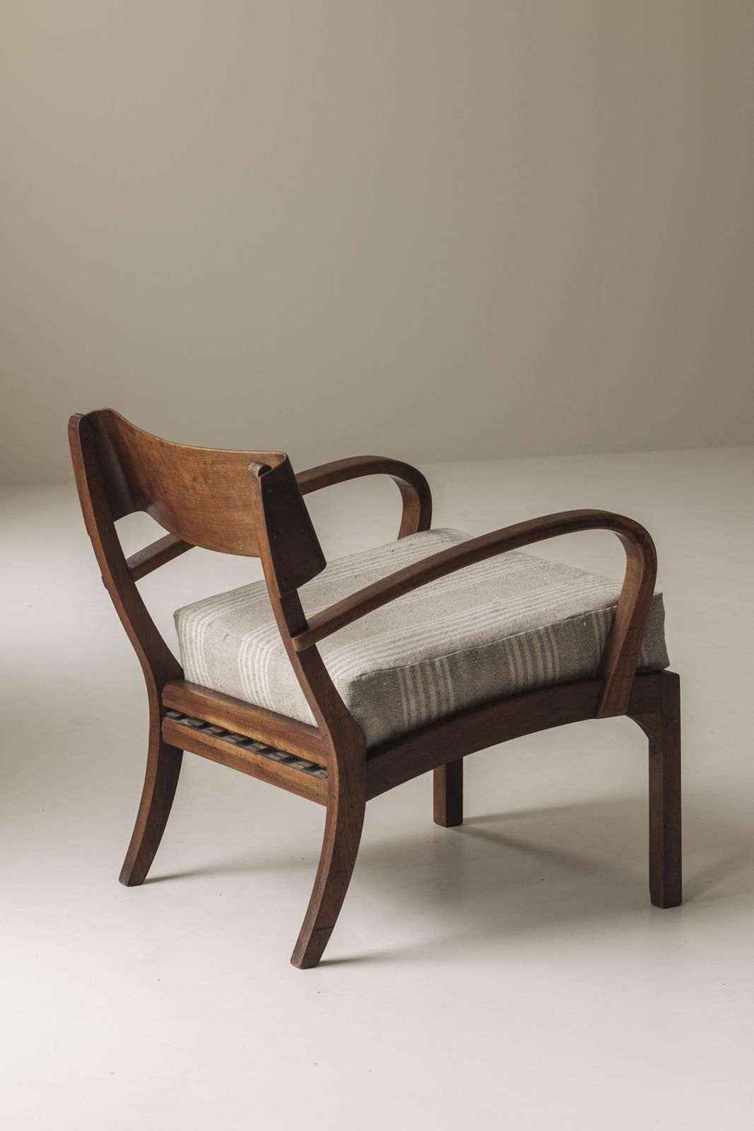 Sculptural Pair Of Italian Easy Chairs In Walnut From The 1950s. photo for sale