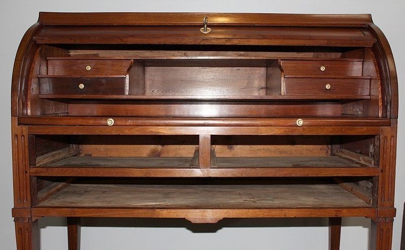 photo vintage Office Cylinder Louis XVI Mahogany 18th