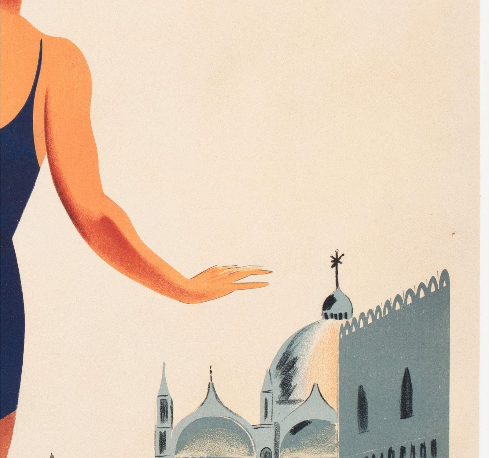 Venice Venezia Lido ca. 1930 Italiaans ENIT Reisadvertetieposter photo vinterior