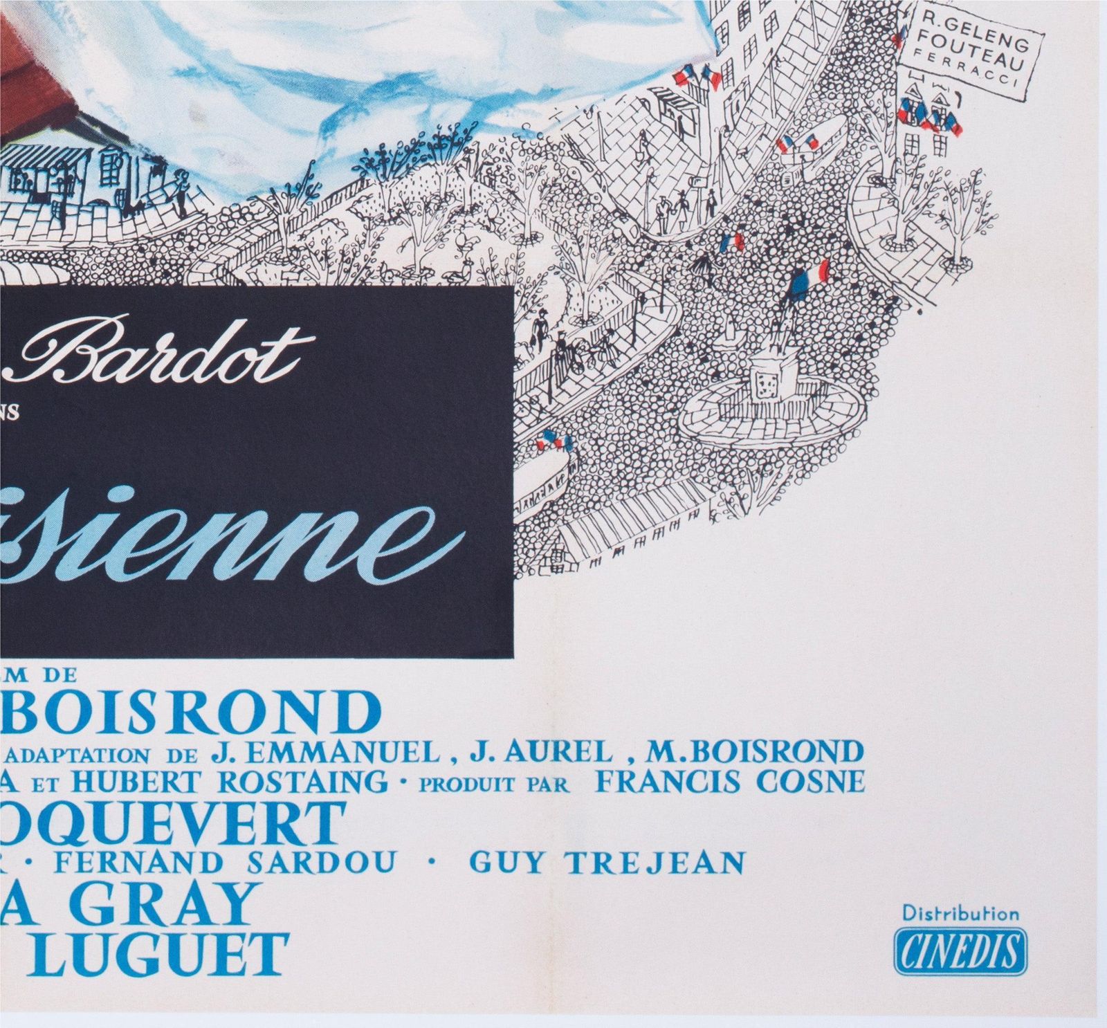 Une Parisienne 1957 French Grande Film Poster photo vintage