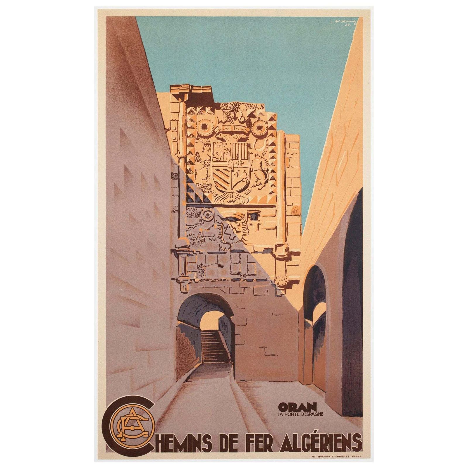 Algeria 1948 Oran Travel Advertising Poster Travel Poster, Koenig