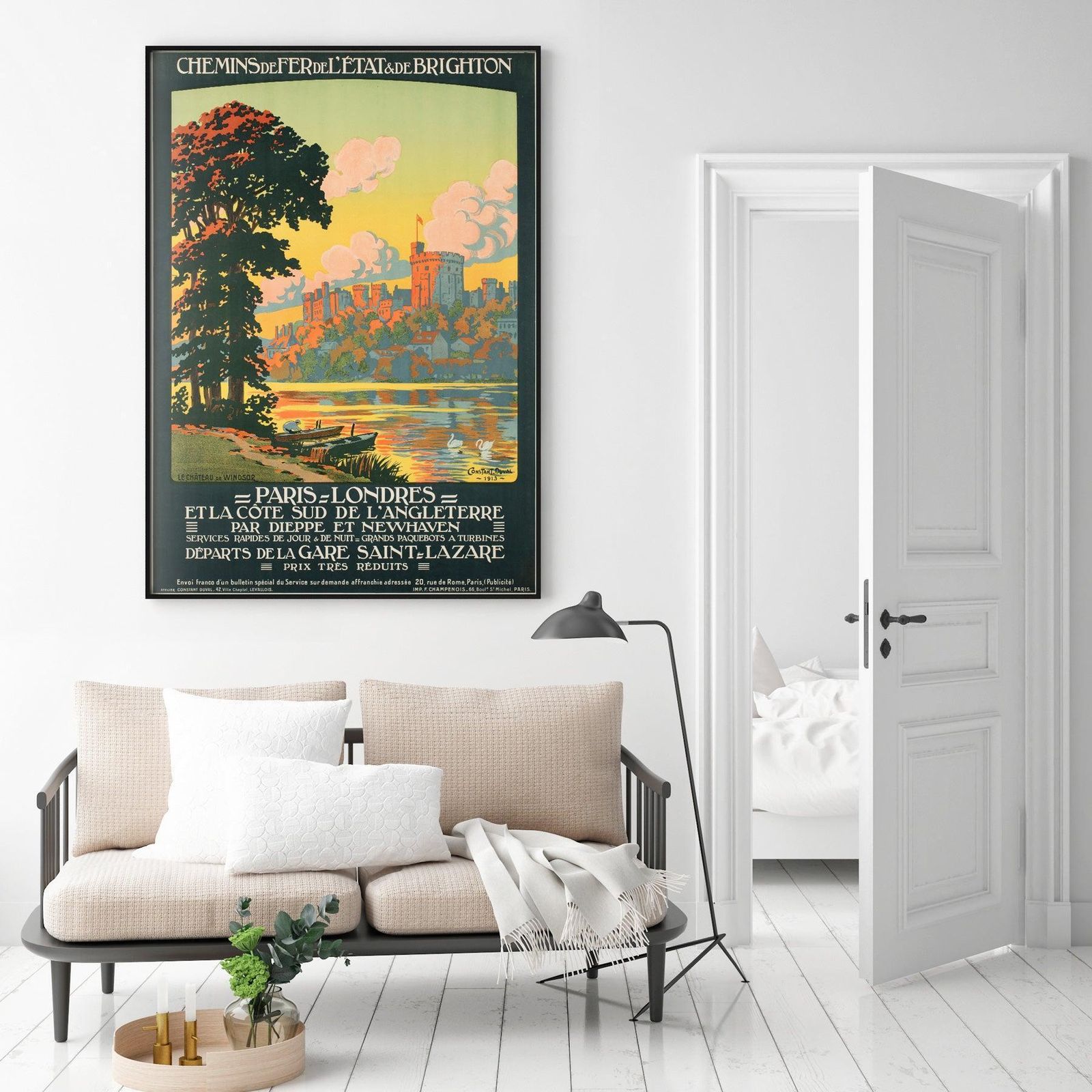 Windsor Castle ca. 1913, Franse spoorweg reisaffiche, Constant Duval photo furniture