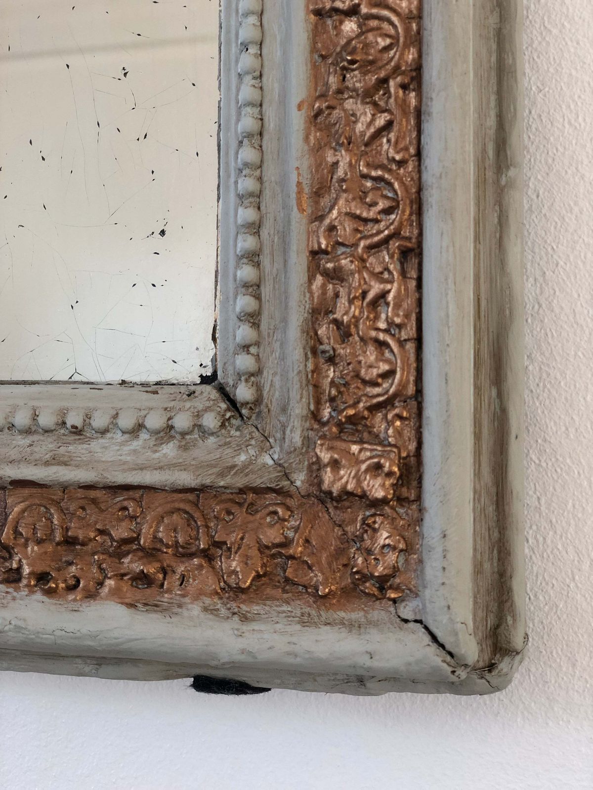 Antique French Louis Philippe Mirror – Cream And Gold, Late 19th Century photo 790.0