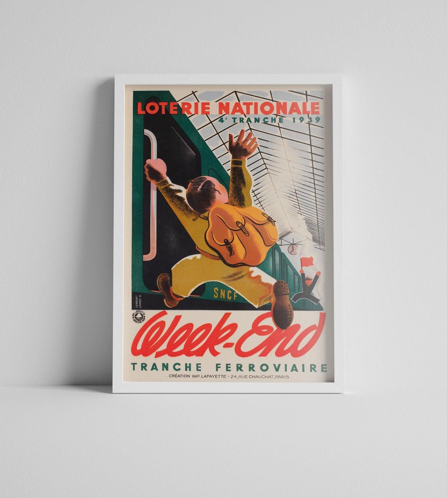 Loterie Nationale Week End 1939 Sncf Frenc Railway Lottery Poster photo furniture