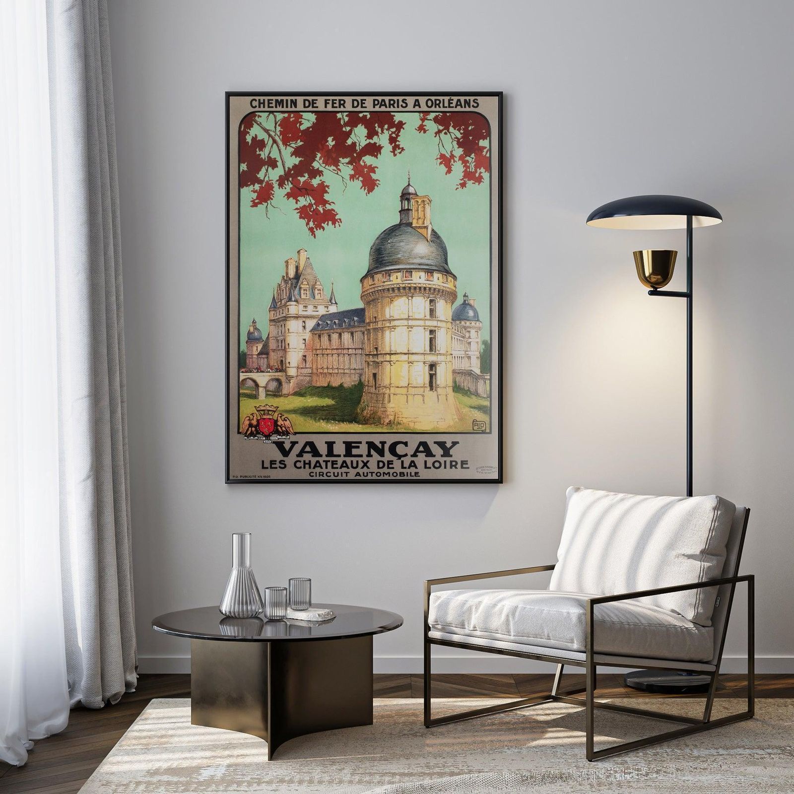 Affiche publicitaire de voyage Valencay C1926, Jean Charles Hallo photo furniture