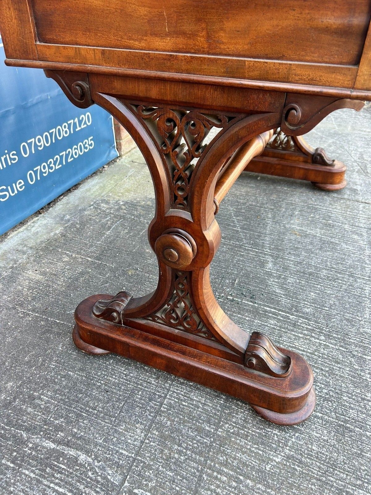 Antique Victorian Mahogany & Walnut Console Table Desk Pugin Gothic Revival photo 175.0