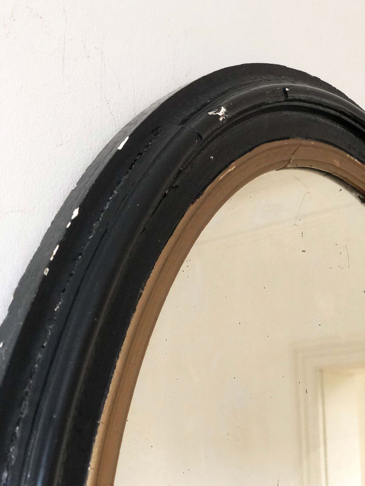 Large Antique French Louis Philippe Oval Mirror – Black And Gold, Late 19th Century photo furniture