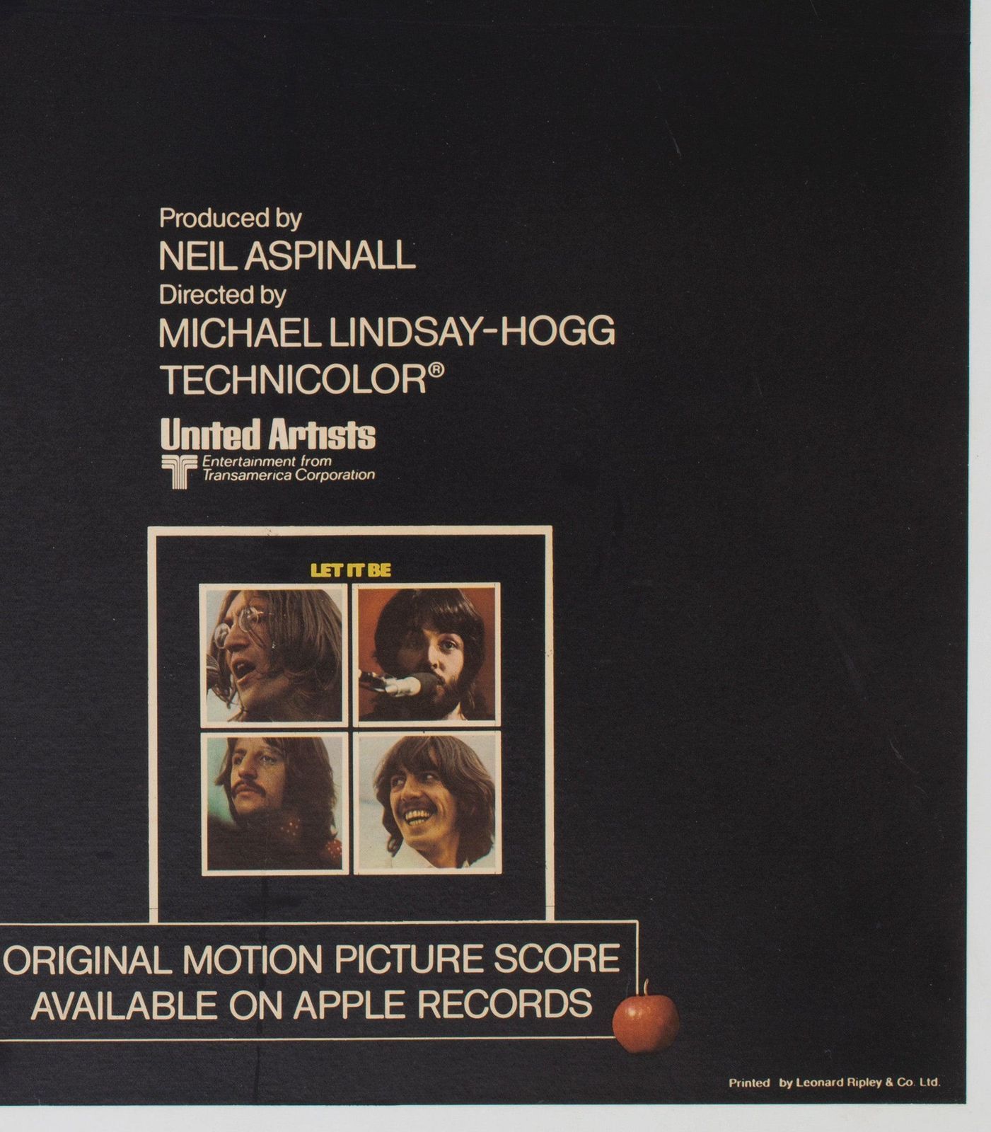 Affiche de cinéma UK Quad Let It Be 1970, The Beatles photo vintage