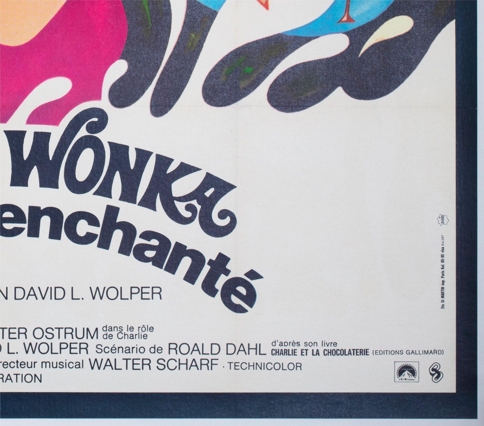 Willy Wonka And The Chocolate Factory 1971 French Grande Film Poster, Bacha photo vintage
