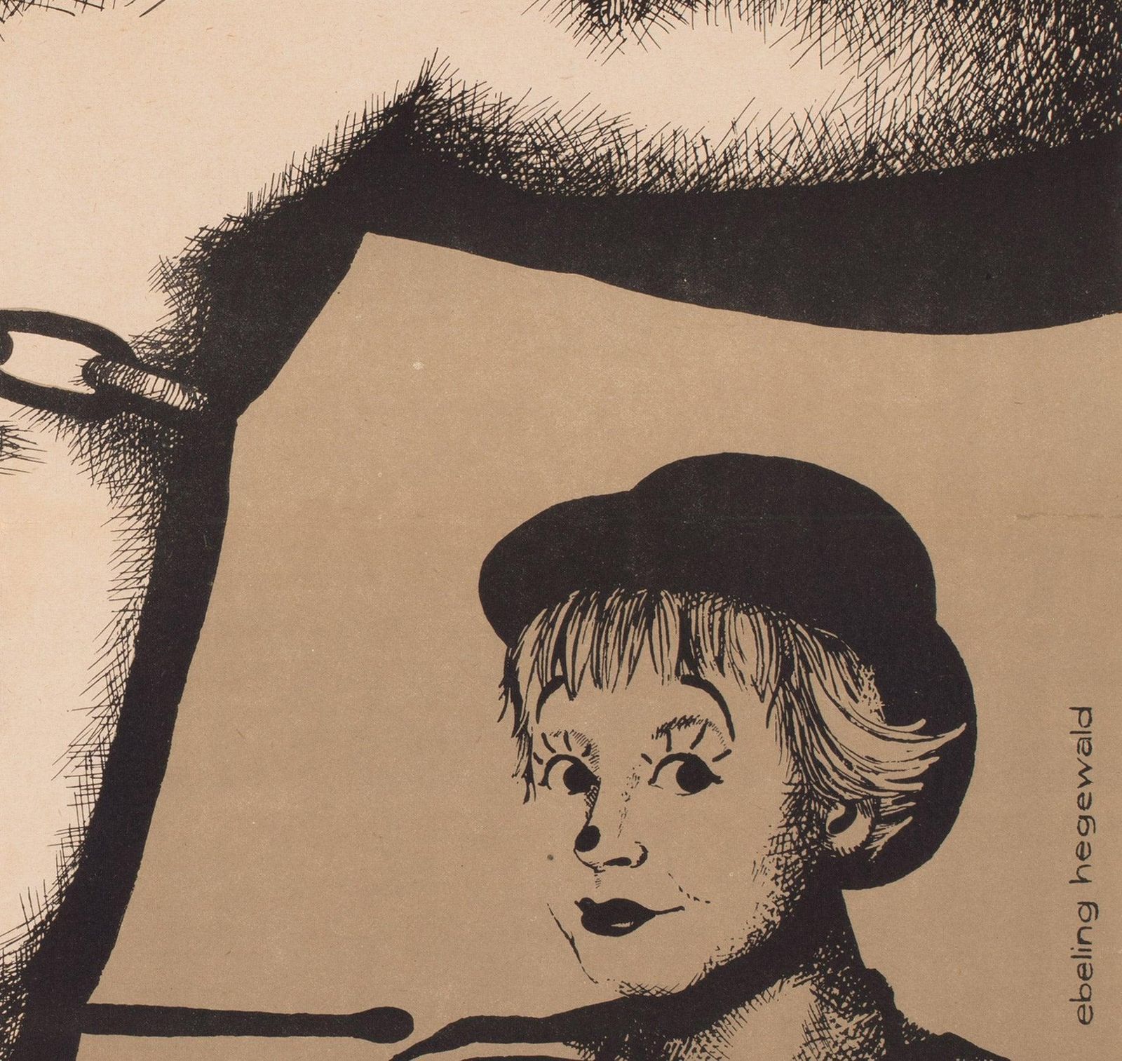 Affiche de cinéma est-allemande La Strada 1961, Ebeling Hegewald photo vinterior