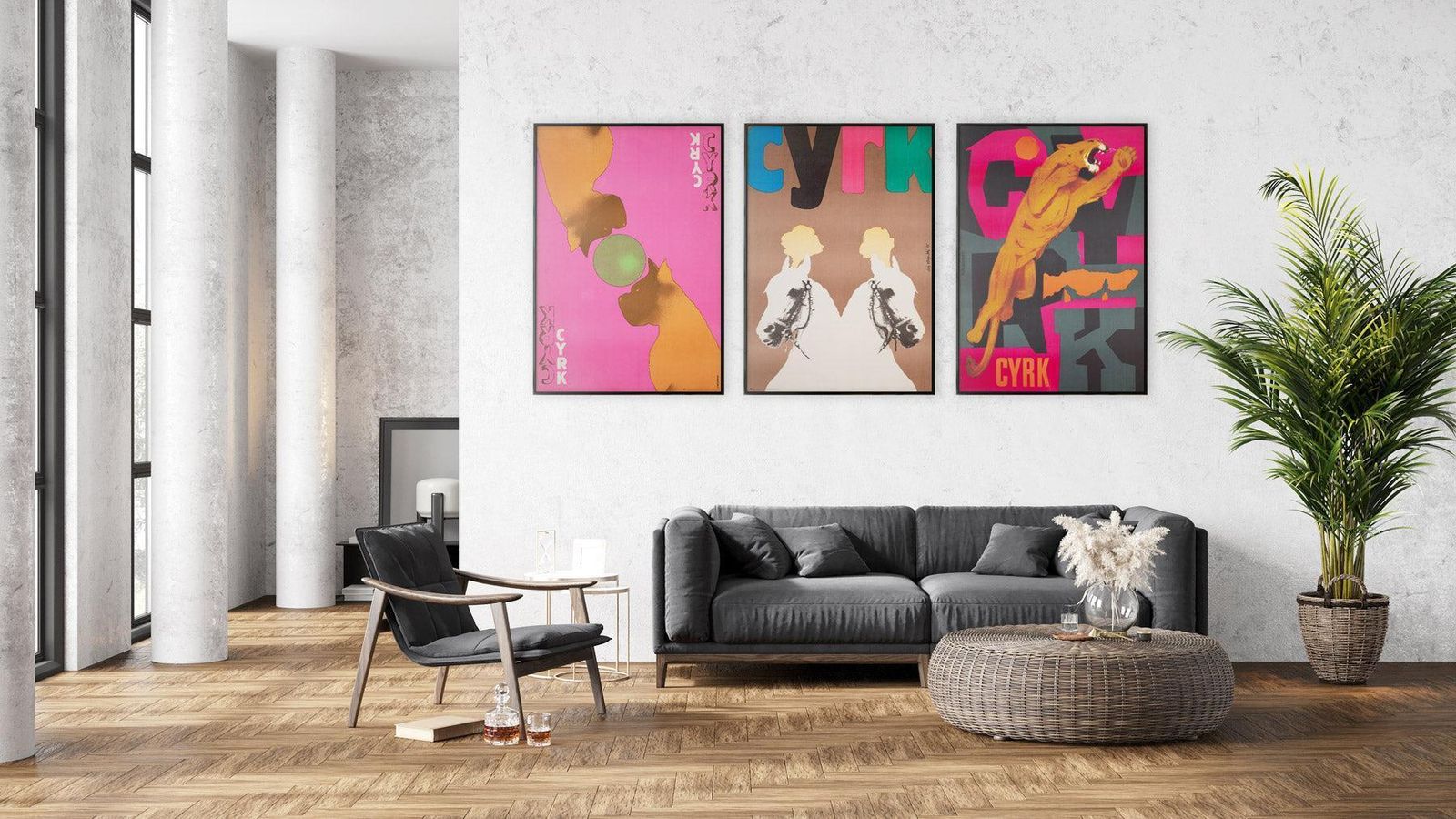 Affiche de cirque polonaise Cyrk Horses Heads B1 1975, par Lech Majewski photo furniture