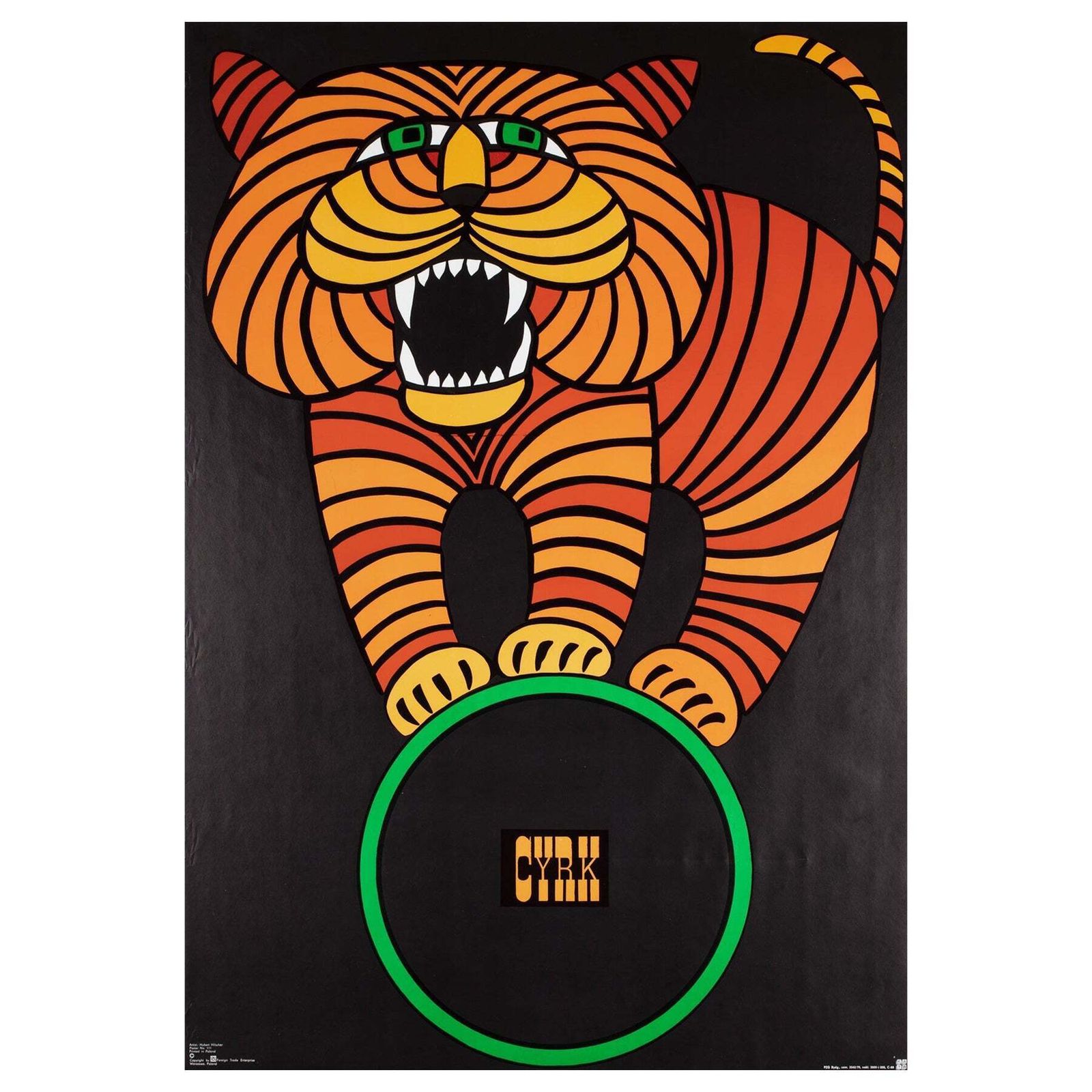 Cyrk Tiger On Hoop R1979 Polish Circus Poster, Hubert Hilscher