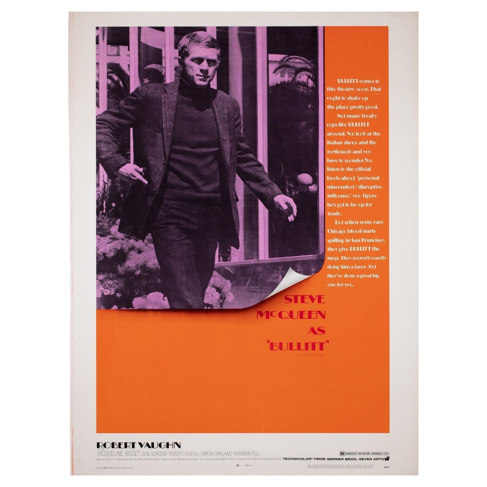 Bullitt 1968 Us 30x40 Film Poster