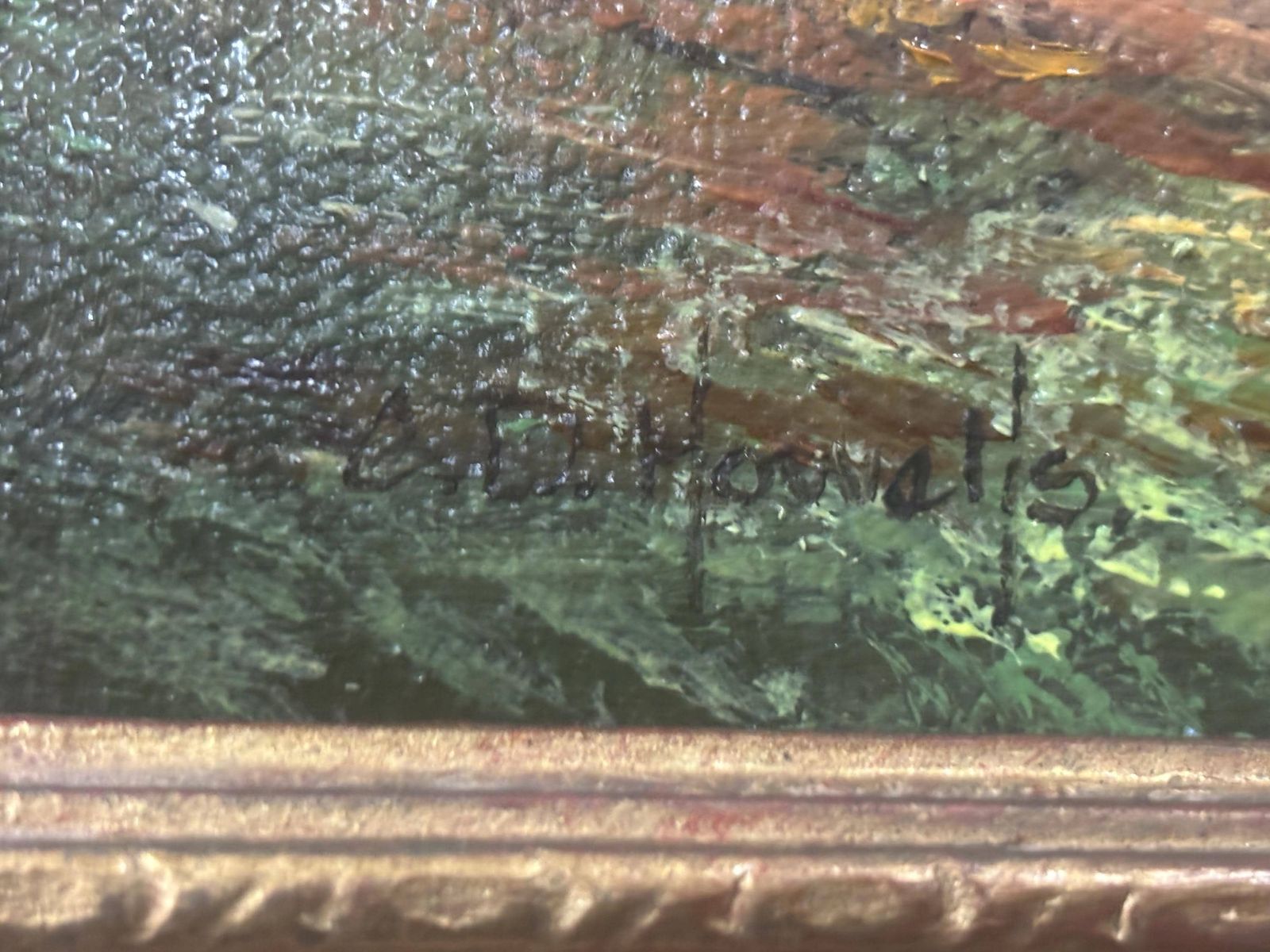Chris D Howells Original Oil On Canvas The Lame Horse Ornate Gilt Frame photo for sale
