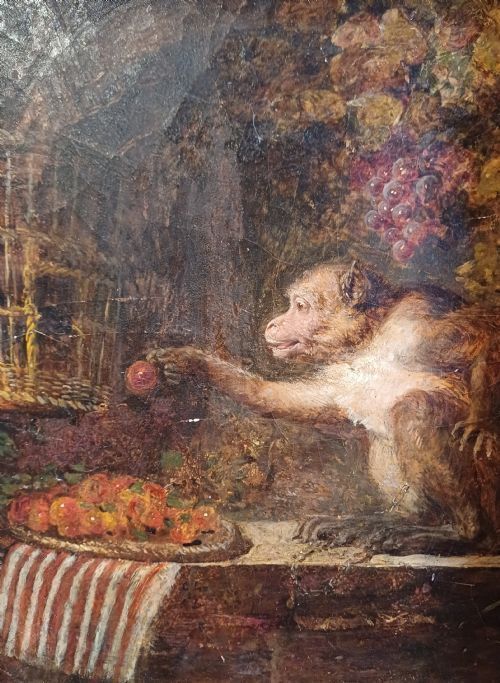 George Lance   Oil Painting Of A Monkey. photo furniture