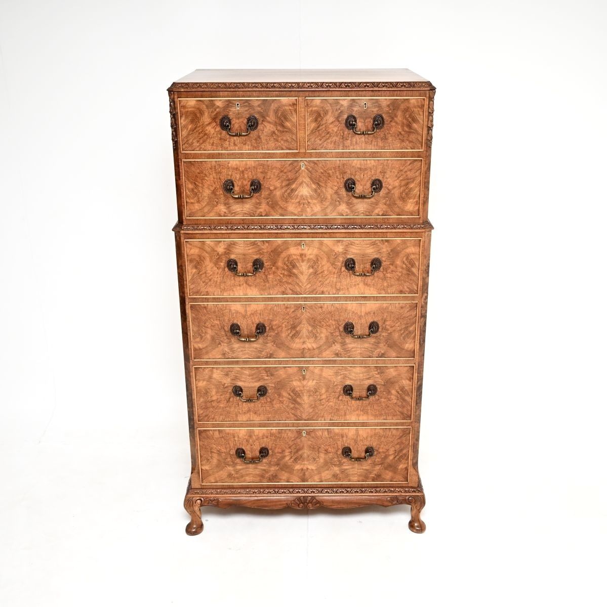 Antique Burr Walnut Chest On Chest Of Drawers photo furniture