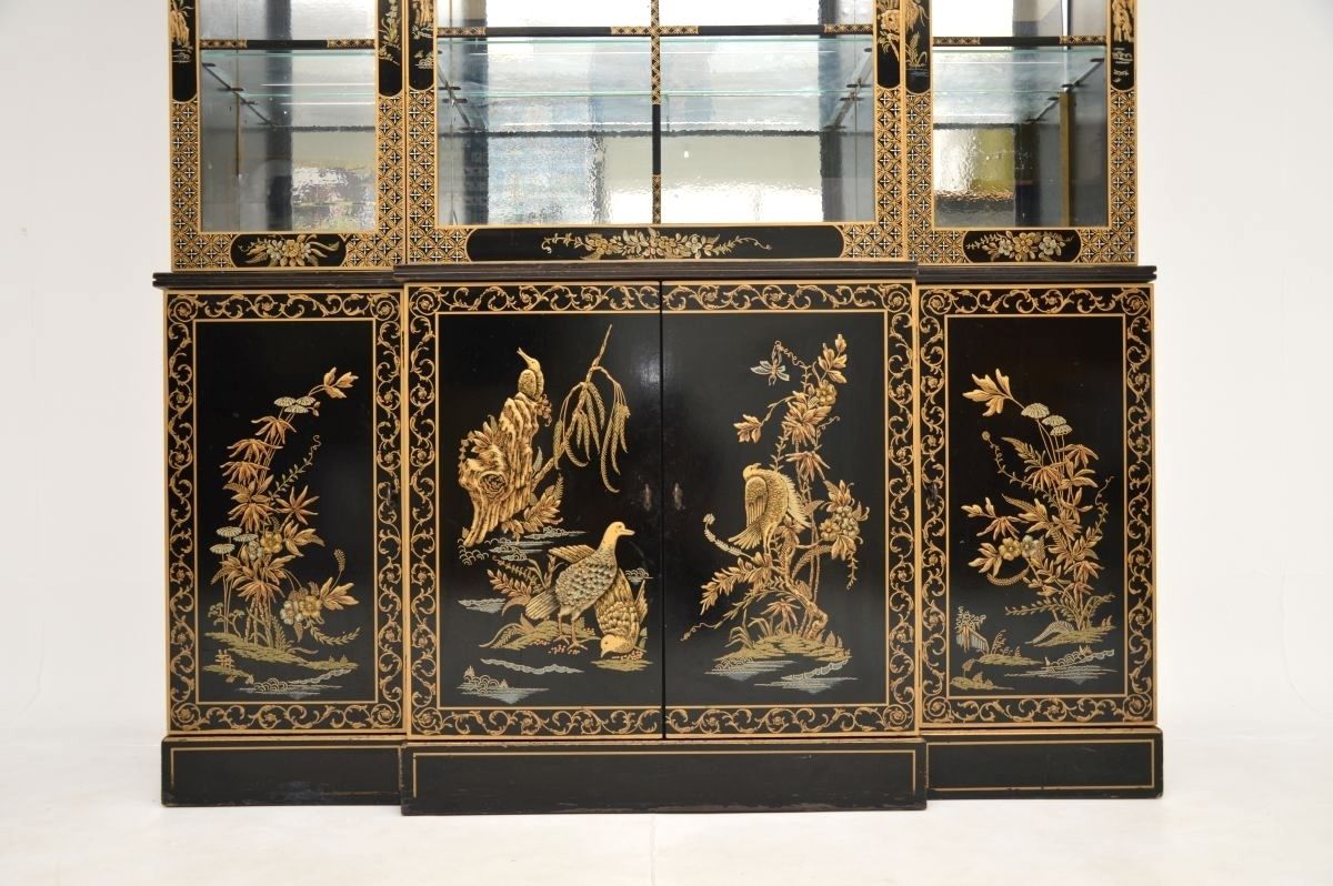 Antique Georgian Style Chinoiserie Breakfront Bookcase photo for sale