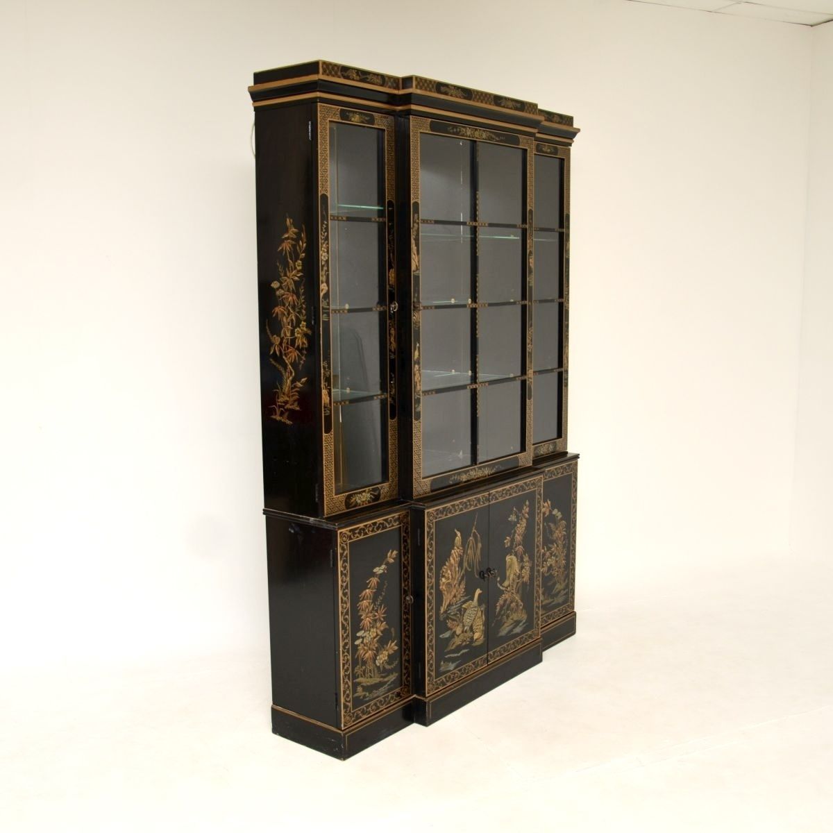 Furniture Antique Georgian Style Chinoiserie Breakfront Bookcase photo