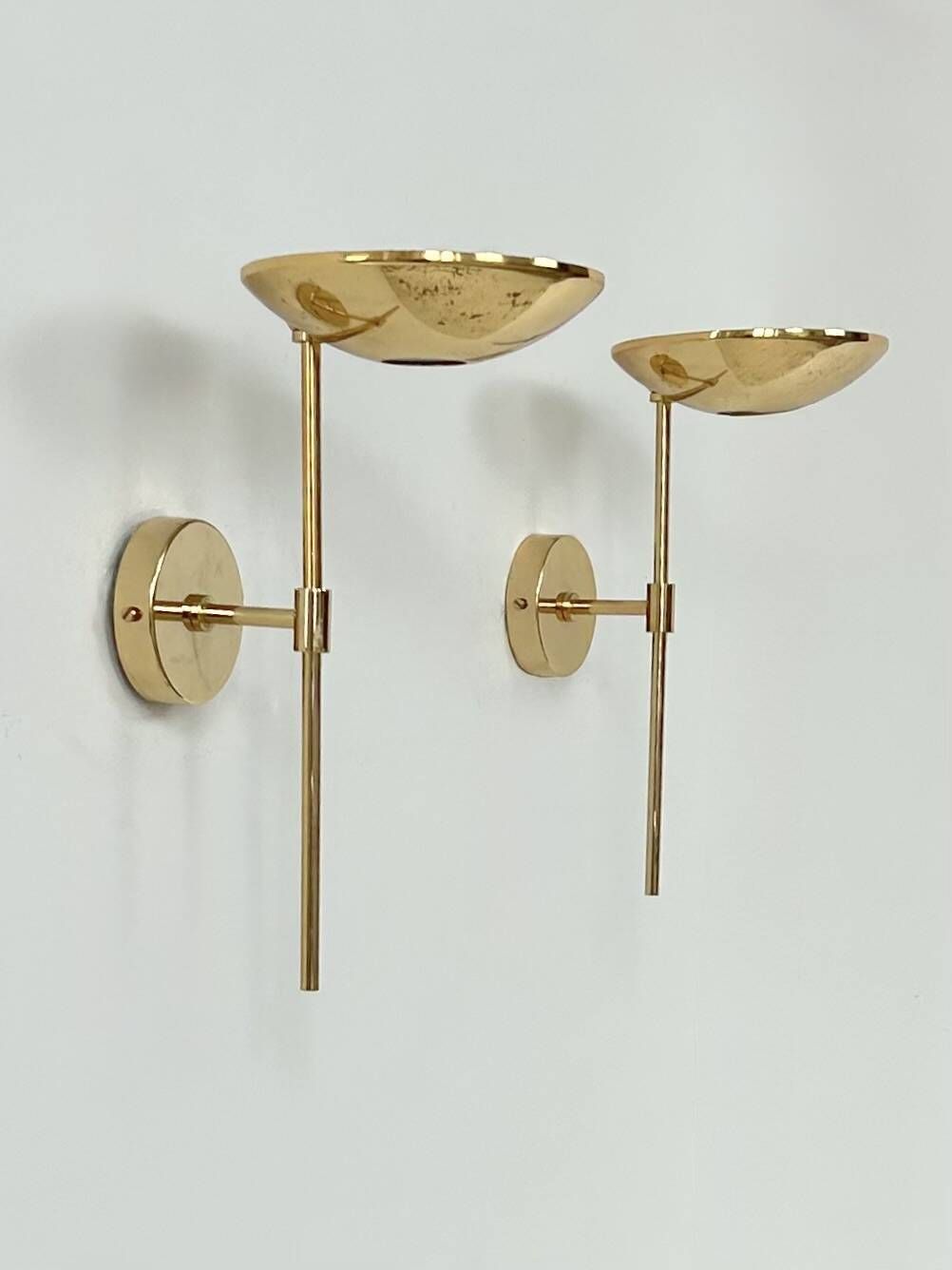 Pair Of Vintage Xl Wall Sconces, Brass And Glass, France, 1980. photo vinterior