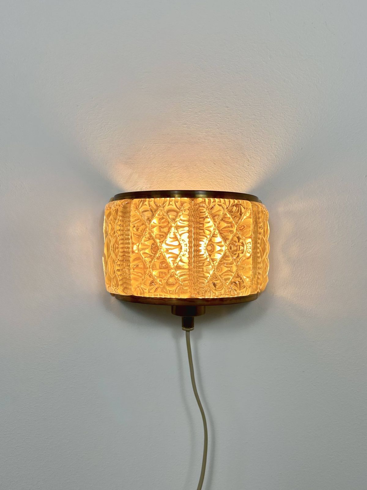 Pair Of Vintage Wall Lights, Murano Glass And Brass, Sweden, 1960. photo Lighting