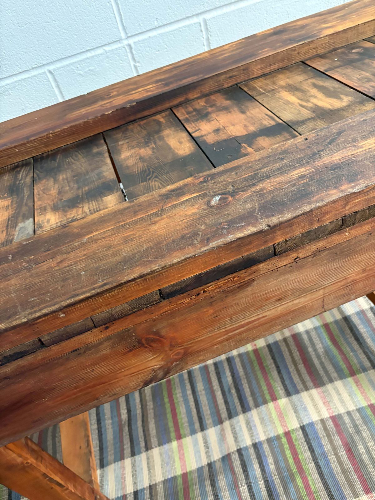 photo for sale Large Reclaimed Vintage Workbench Chunky Kitchen Island Prep Unit Freestanding