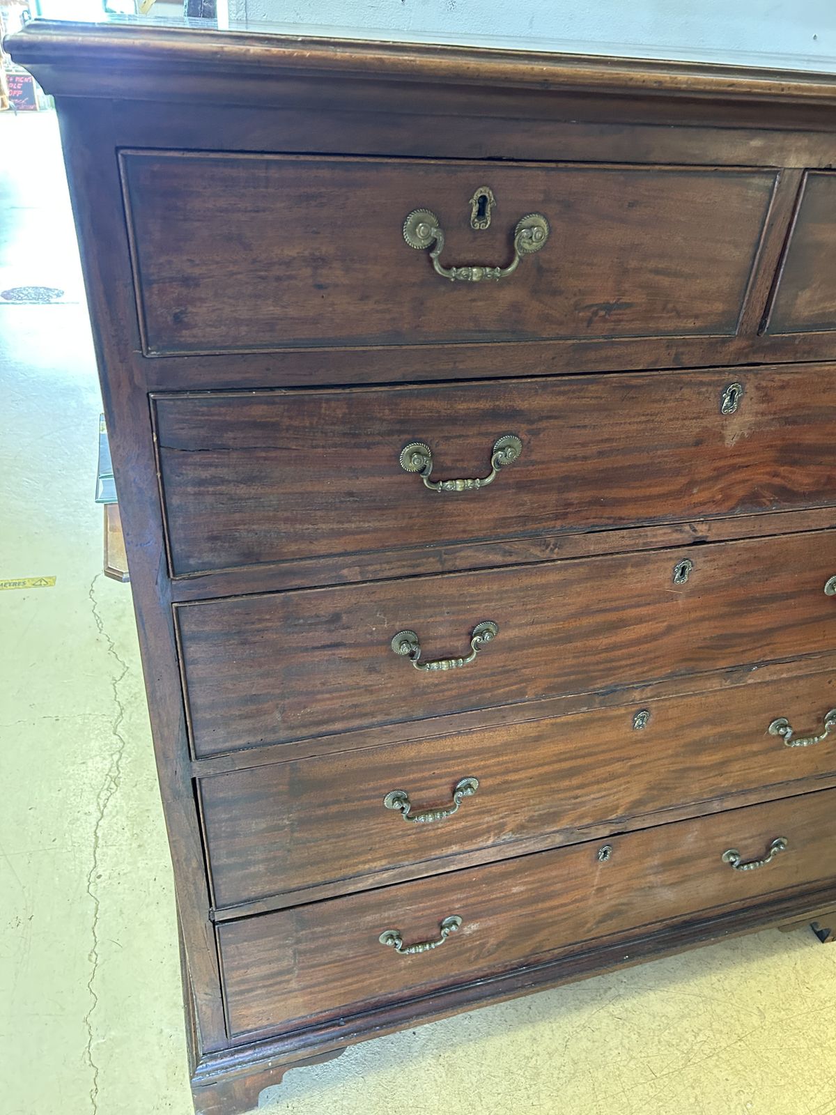 Early Victorian Two Piece Mahogany Chest Of Drawers photo vintage