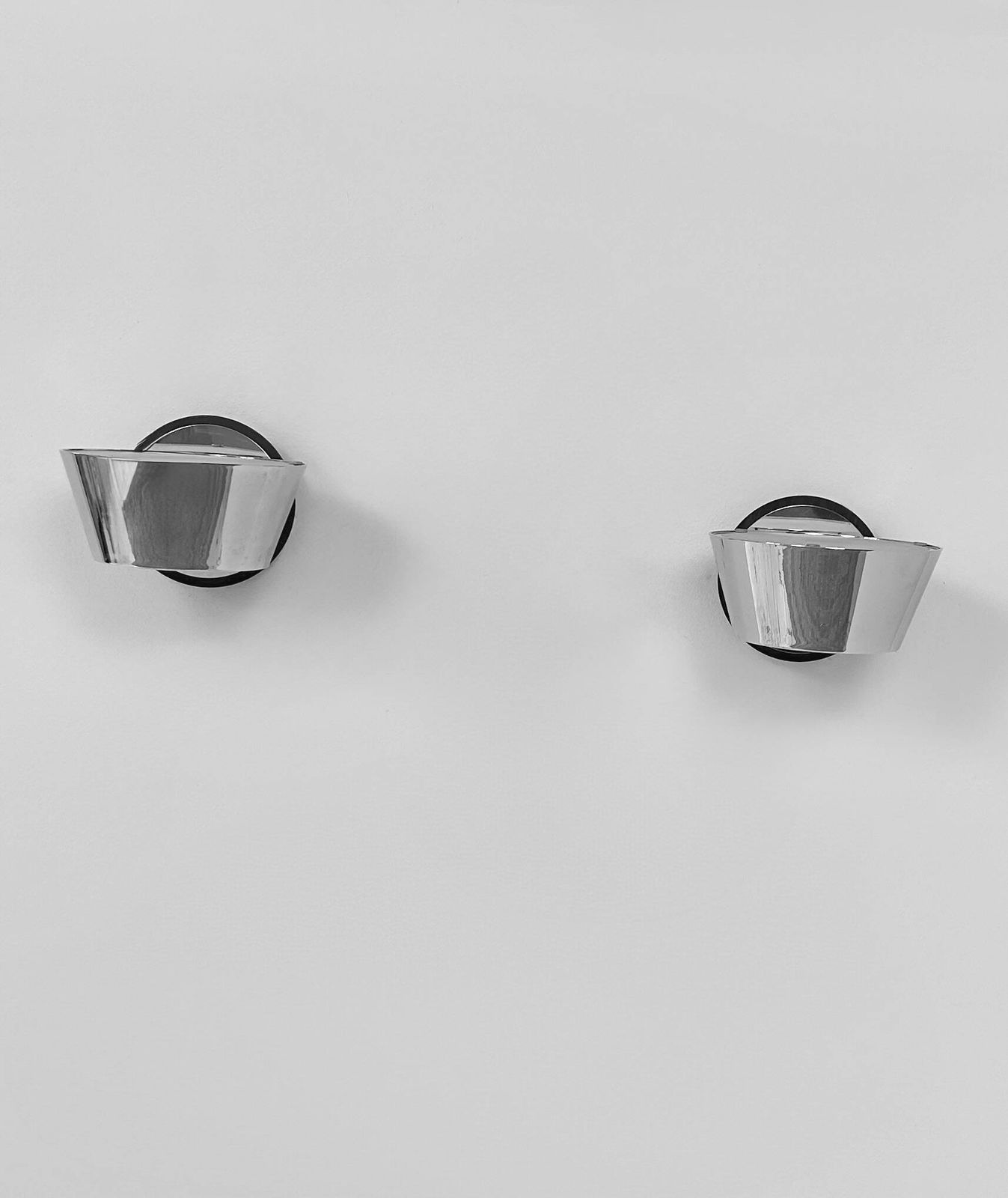 Pair Of Wall Lights In Chrome And Frosted Glass, France, 1970 photo furniture
