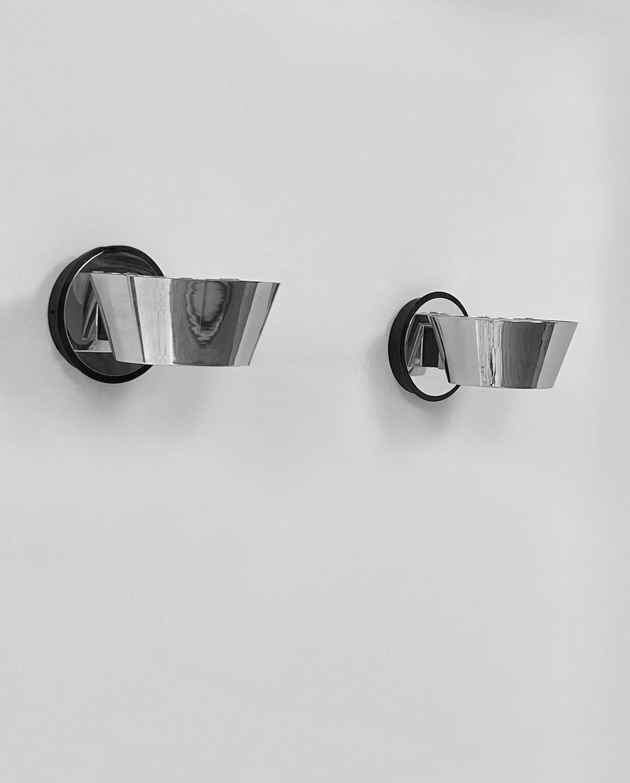 Pair Of Wall Lights In Chrome And Frosted Glass, France, 1970 photo vintage