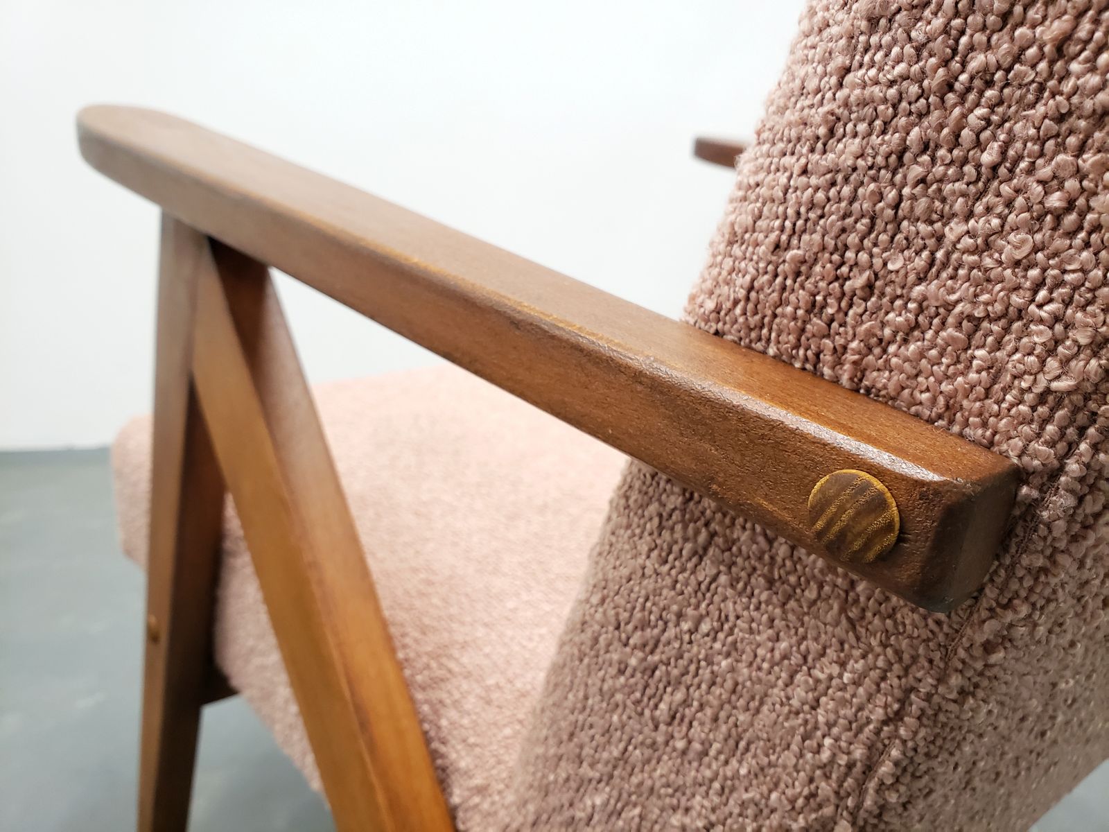 Mid Century Easy Chair Model B   310 Var In Pink Boucle photo Furniture