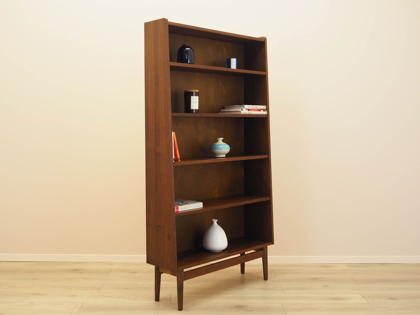 Walnut Bookcase, Danish Design, 1970s, Designer: Johannes Sorth photo Furniture