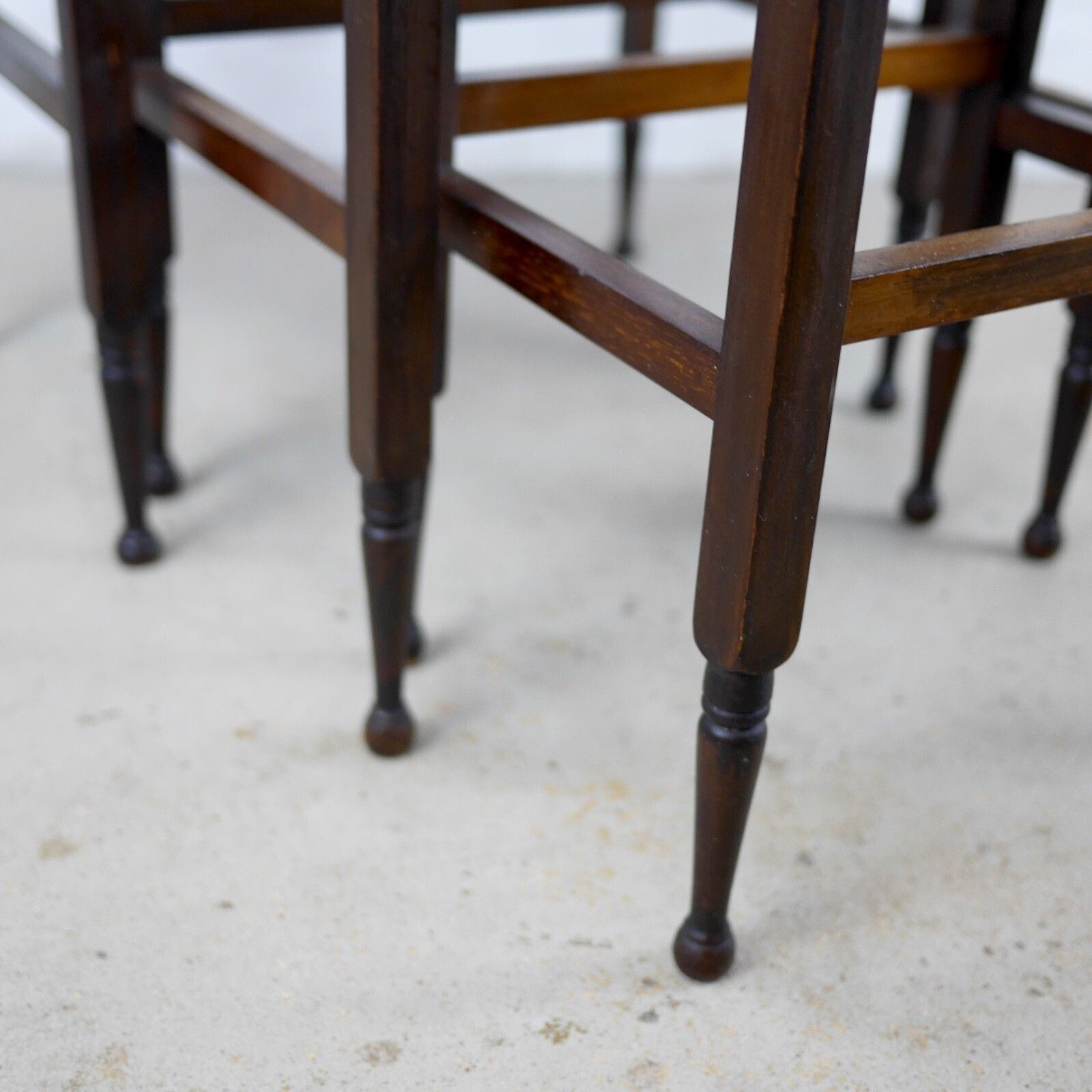 photo vinterior Antique Nest Of 3 Walnut Tables English Inlaid Occasional Edwardian #103131