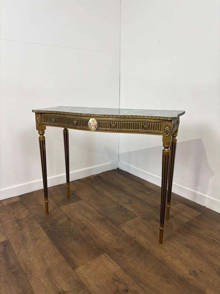 Vintage French Style Faux Marble Hall Table photo Furniture