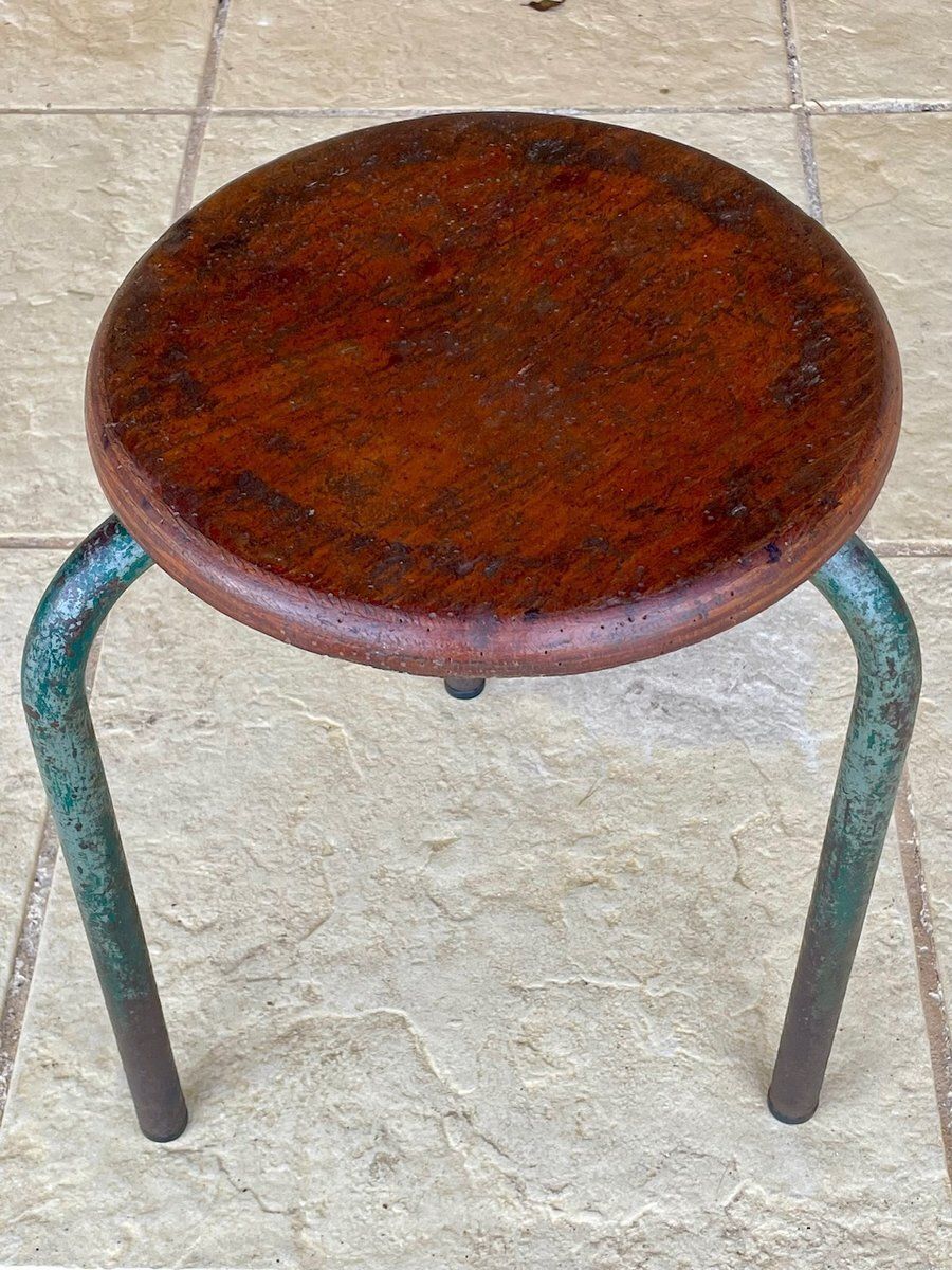 Mid Century, Vintage Tripod Stool In The Style Of Jean Prouvé, 1940s photo buy