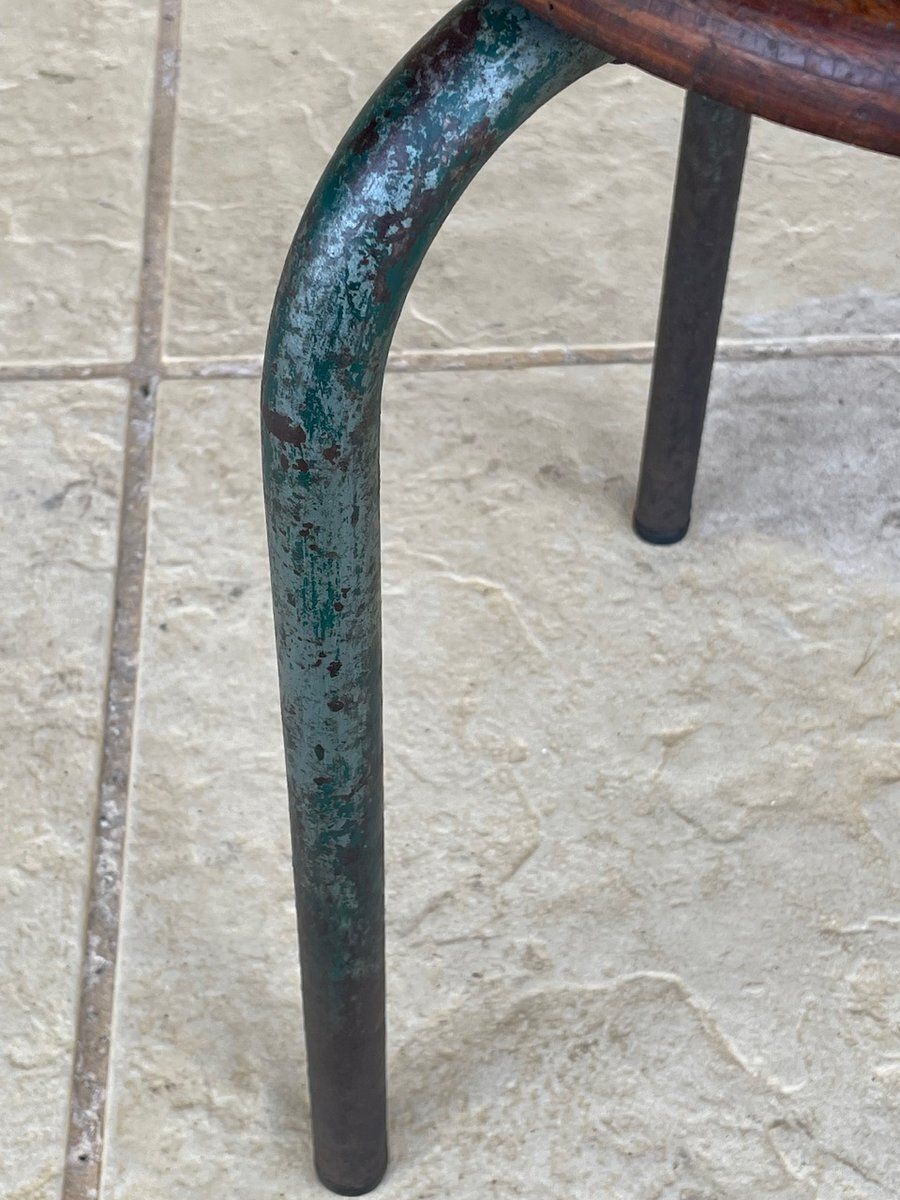photo for sale Mid Century, Vintage Tripod Stool In The Style Of Jean Prouvé, 1940s