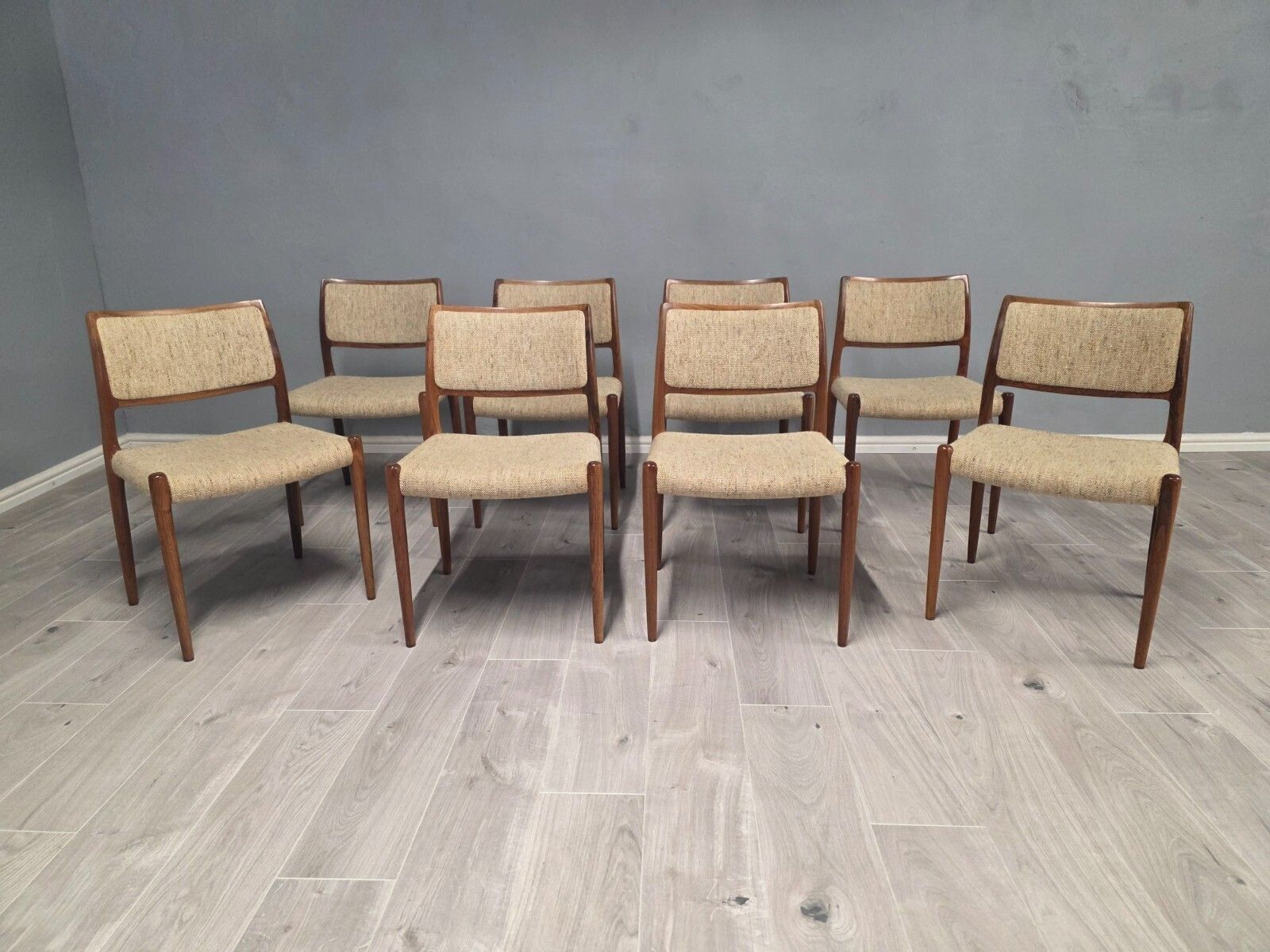 Set Of 8 Danish Rosewood Mid Century Dining Chairs By Niels Otto Moller photo buy