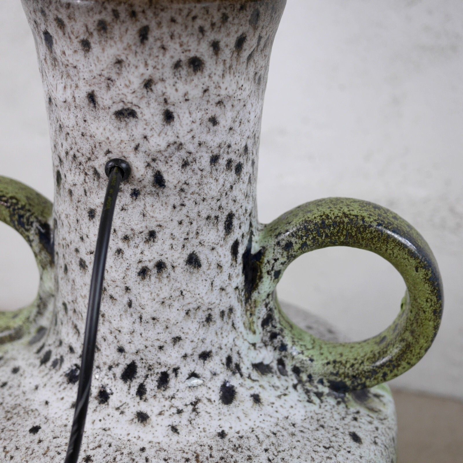 Mid Century Green Fat Lava Studio Pottery Floor Lamp Shade West Germany #103095 photo buy