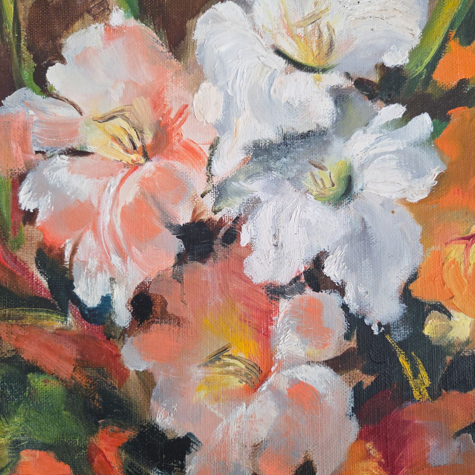 Art Mid Century Impresisonist Floral Oil Painting photo