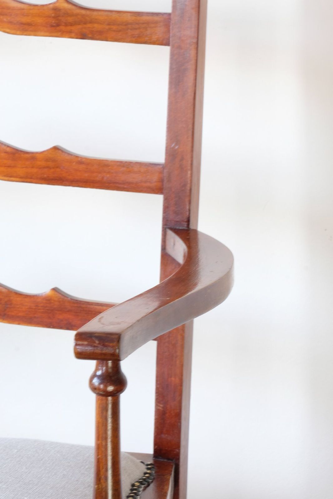 19th Century English Beech Ladder Back Bench With Horsehair Seat photo buy