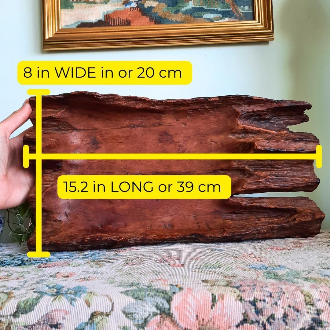 Mid Century Large Carved Organic Decorative Hardwood Root Wooden Bowl 15.2 '' Long photo furniture