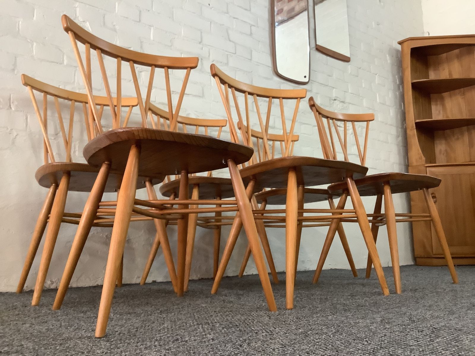 Set Of Six Ercol Windsor Candlestick Dining Chairs. photo for sale