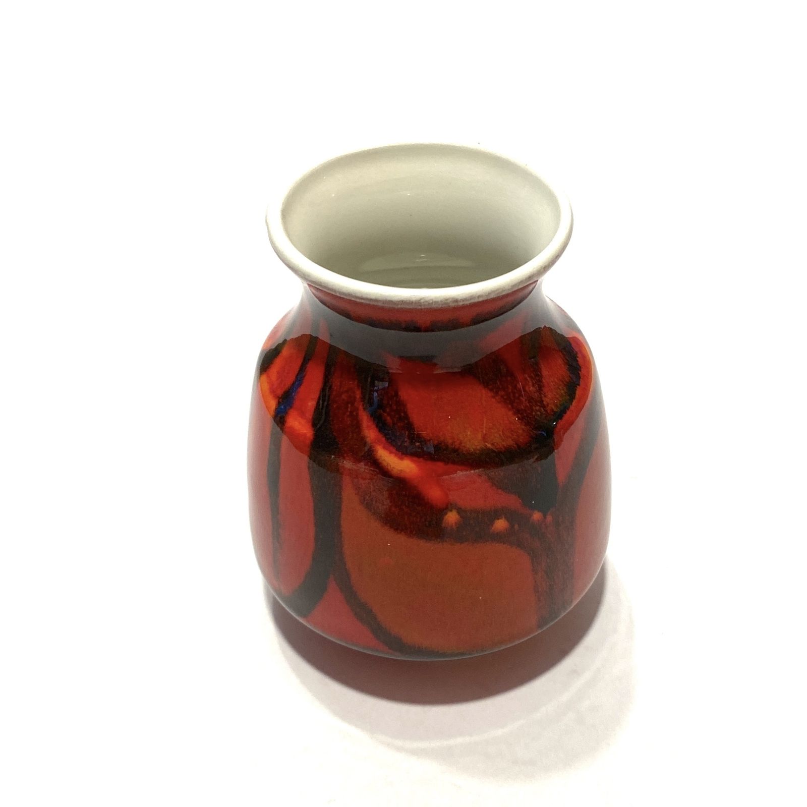 Poole Pottery Red Delphis Vase, Shape 31 By Lynn Gregory, Mid Century Modern English Ceramics photo furniture