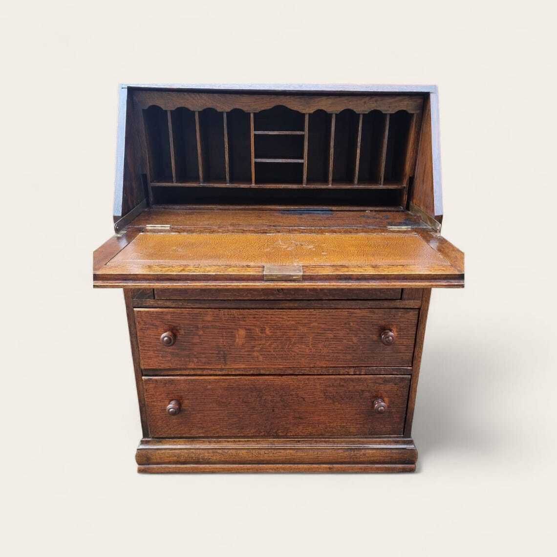 Vintage Oak Bureau Writing Desk / Traditional English Style / C.1940 photo vintage