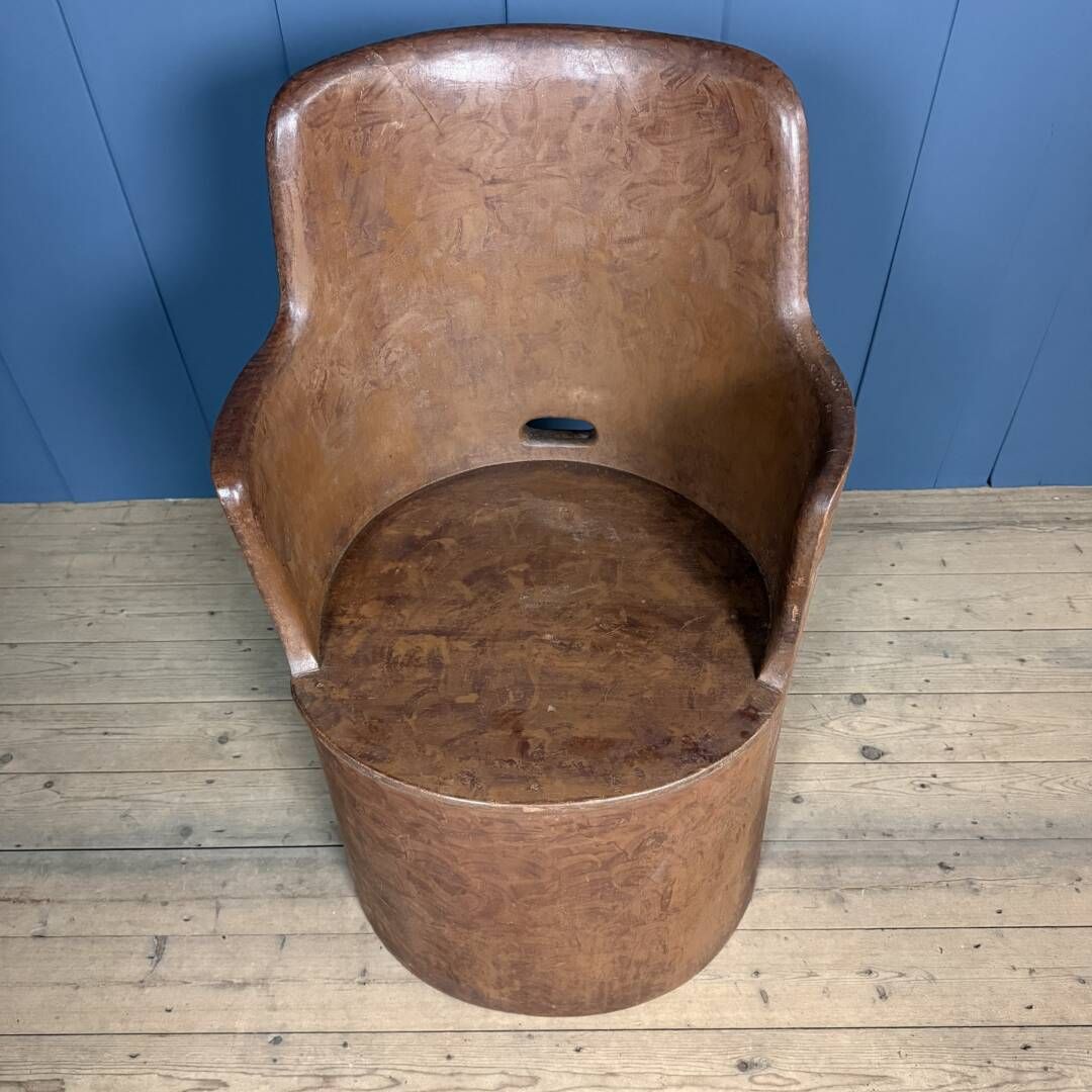 Old Swedish Painted Wooden Stump Chair photo 604.0