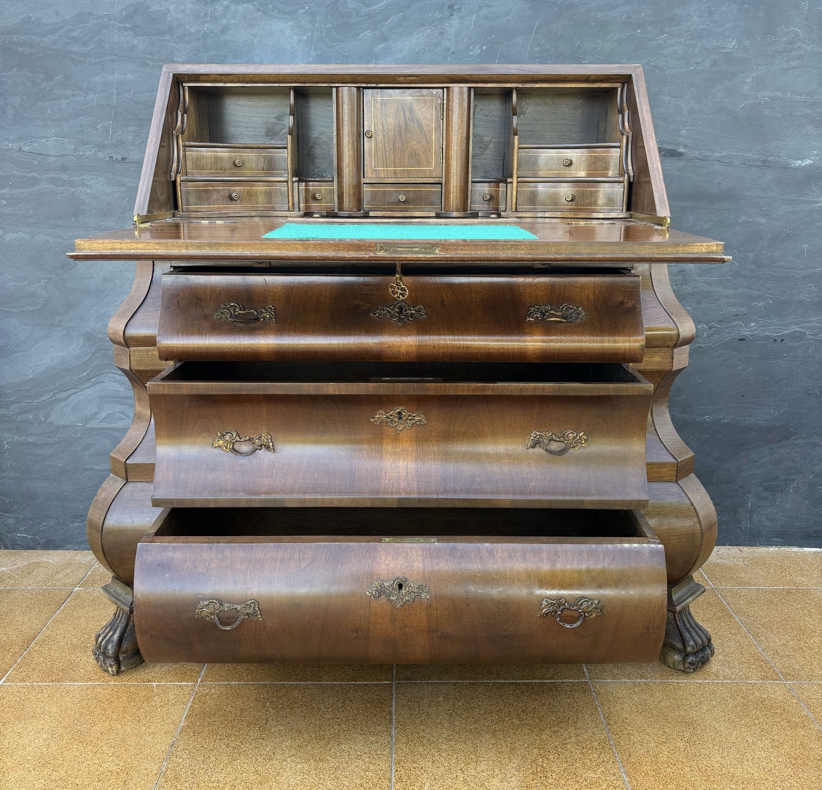 photo for sale Baroque Style Bombe Secretary Desk, Mid 20th Century