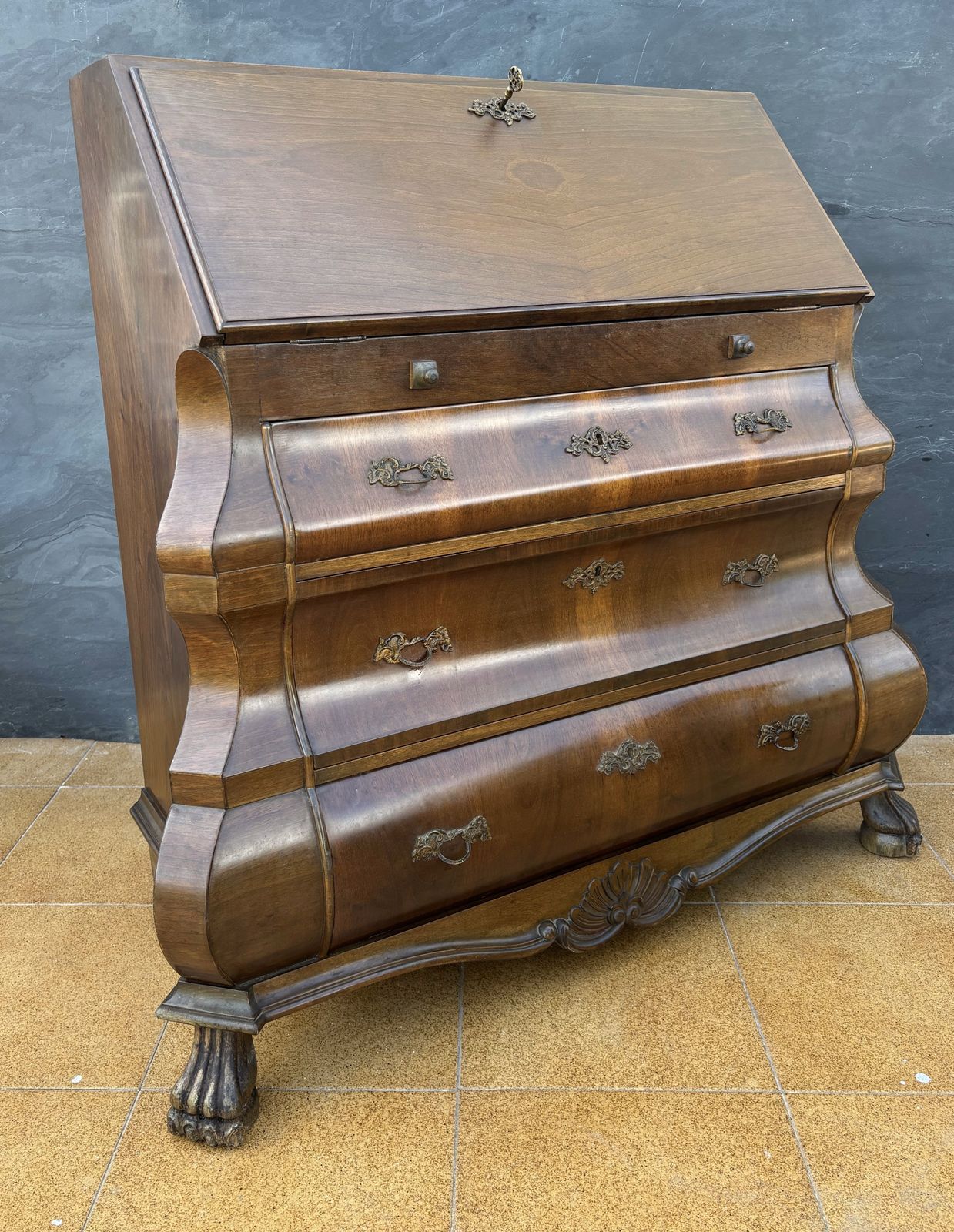 photo vinterior Baroque Style Bombe Secretary Desk, Mid 20th Century