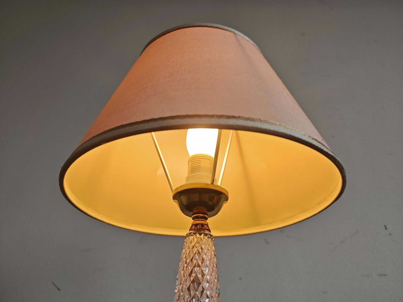 Pair Of Late Arf Deco Table Lamps In Cut Crystal And Bronze, France 1940s photo vinterior
