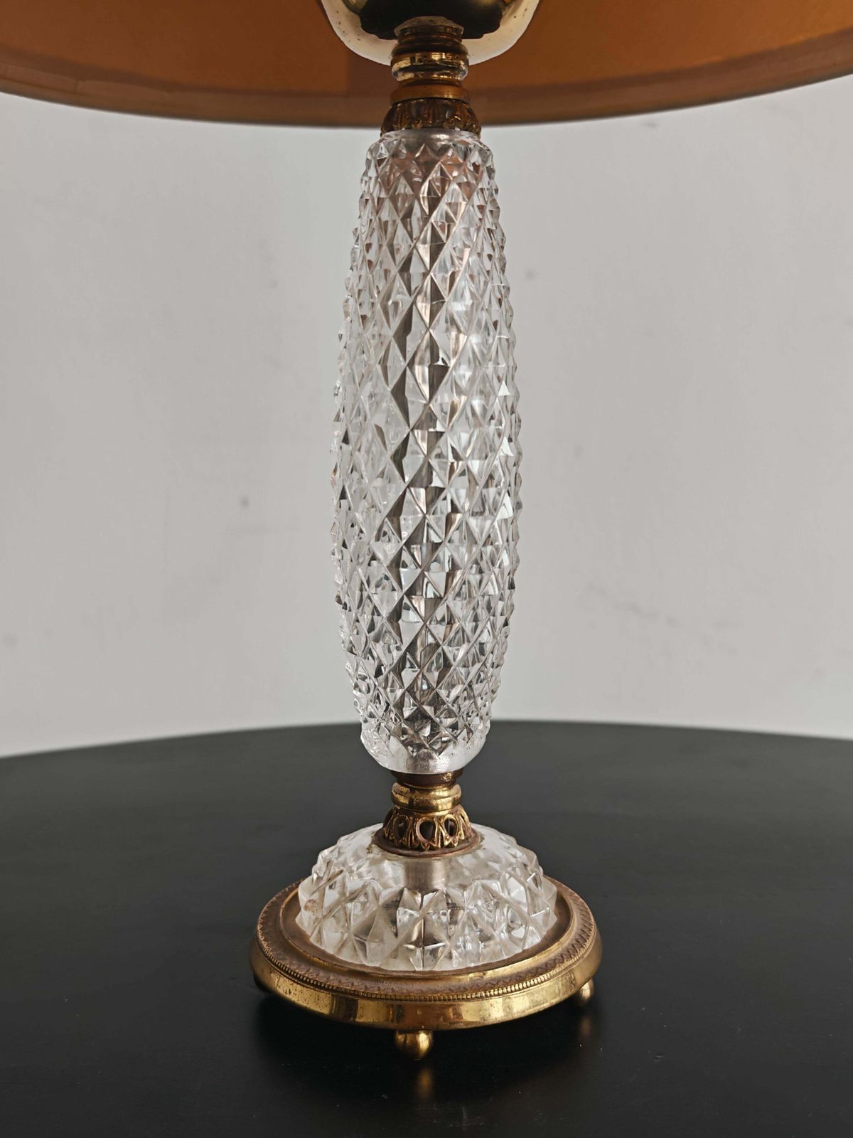 Pair Of Late Arf Deco Table Lamps In Cut Crystal And Bronze, France 1940s photo buy