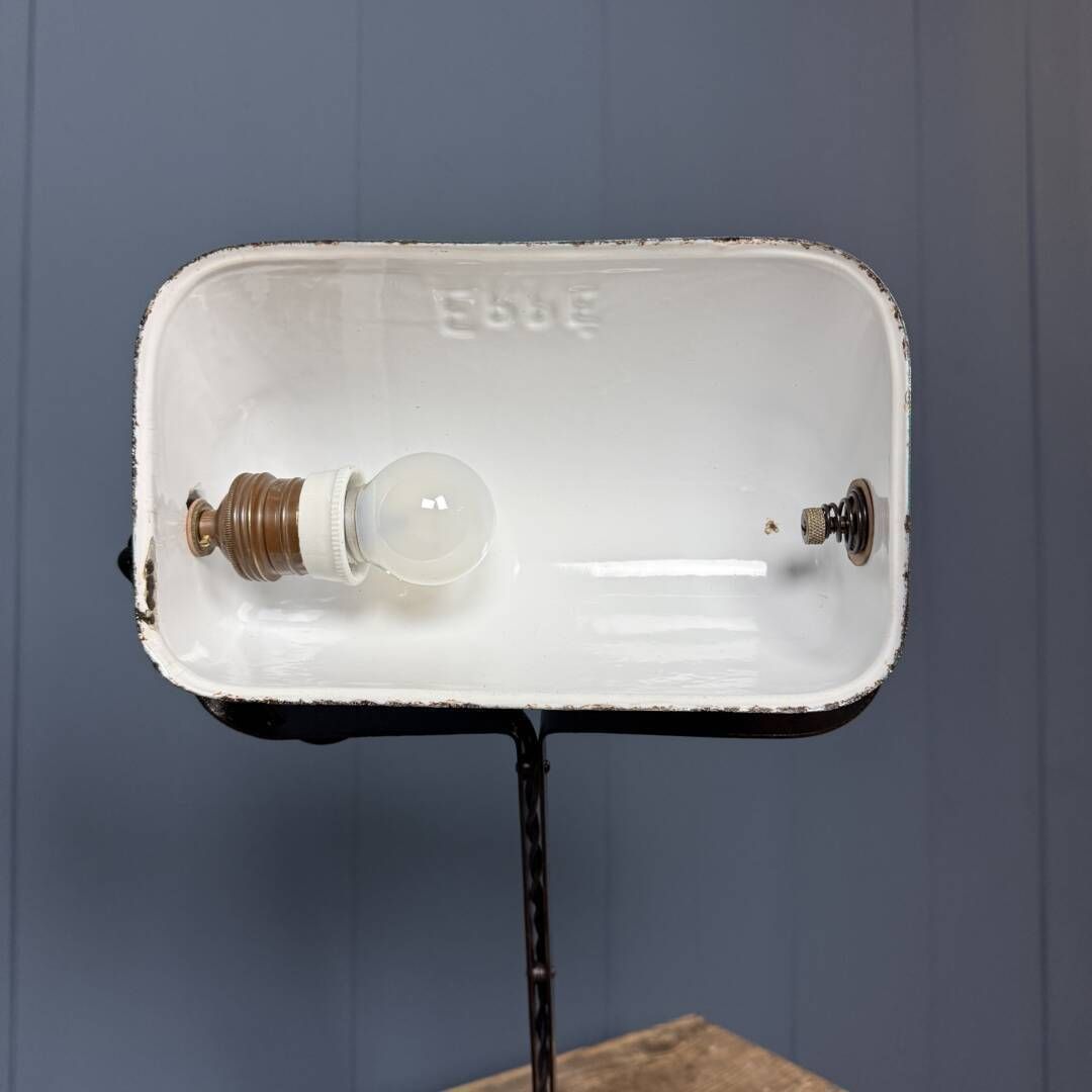 photo vinterior Erpé Bankierslamp Met Turquoise Emaille Kap