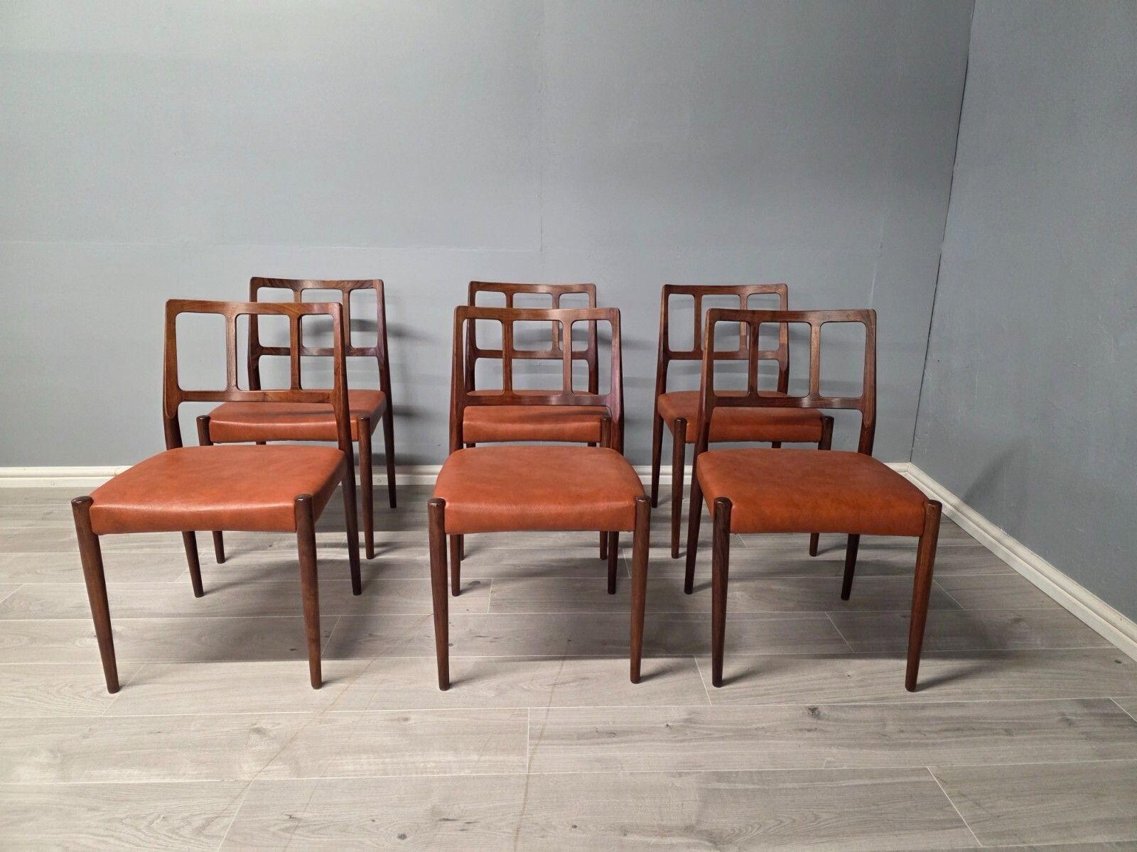 Set Of 6 Rosewood Danish Mid Century Dining Chairs   Johannes Anderson